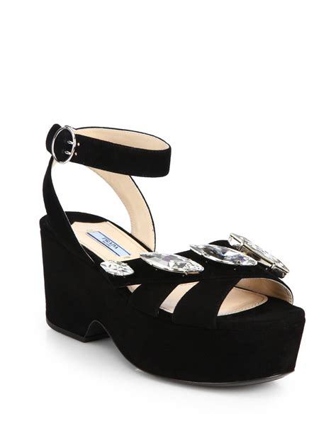 prada rhinestone slides|Prada platform shoes women.